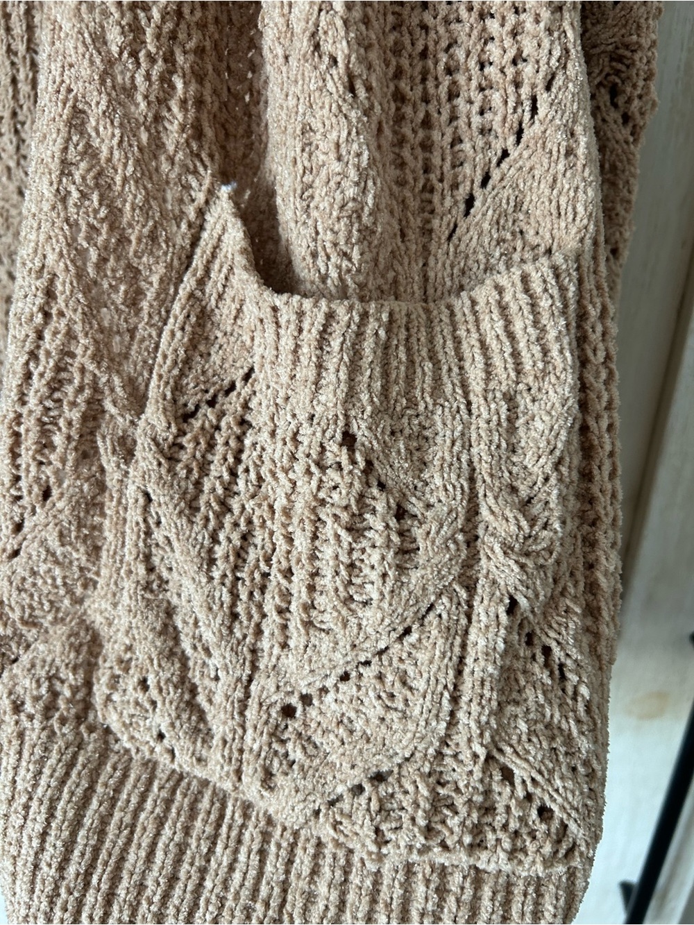 Hippie Rose Open-Front Knit Cardigan in Camel Brown - Picture 4 of 4